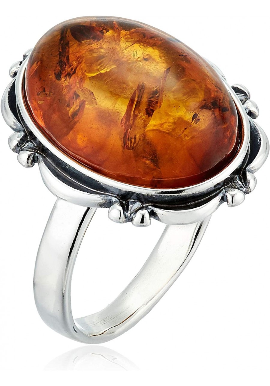 Sterling Silver and Baltic Honey Oval Amber Ring $29.20 Statement