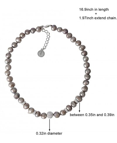 Handpicked Freshwater Cultured Baroque Pearl 925 Silver Plated Zirconia Metal Ball Women Necklace Hypoallergenic Dainty Neckl...