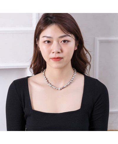 Handpicked Freshwater Cultured Baroque Pearl 925 Silver Plated Zirconia Metal Ball Women Necklace Hypoallergenic Dainty Neckl...