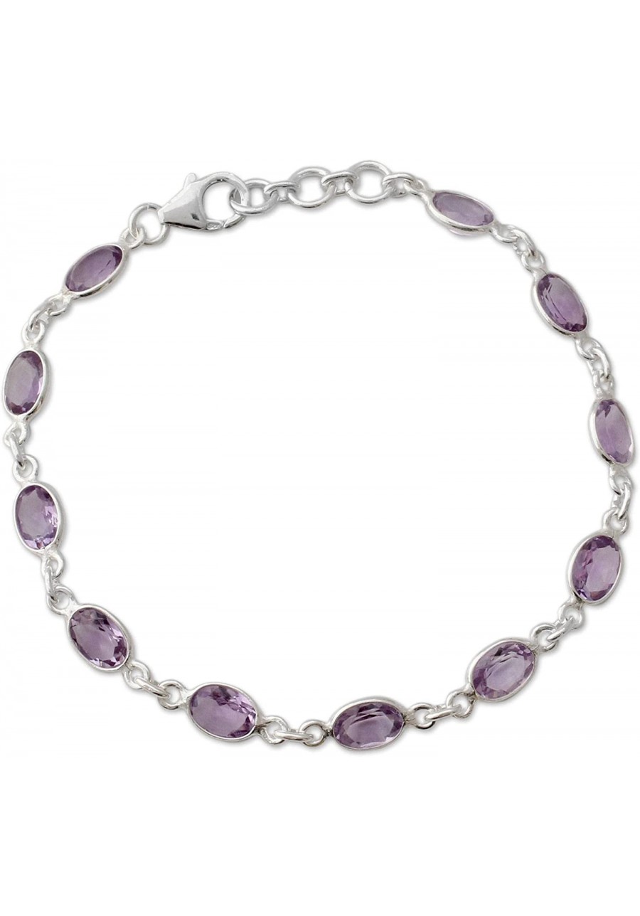 Oval Amethyst .925 Sterling Silver Tennis Bracelet 7" 'Romantic Violet' $35.21 Tennis