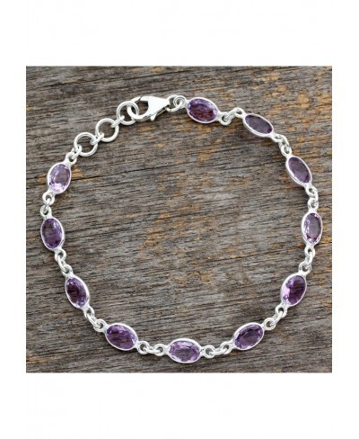 Oval Amethyst .925 Sterling Silver Tennis Bracelet 7" 'Romantic Violet' $35.21 Tennis