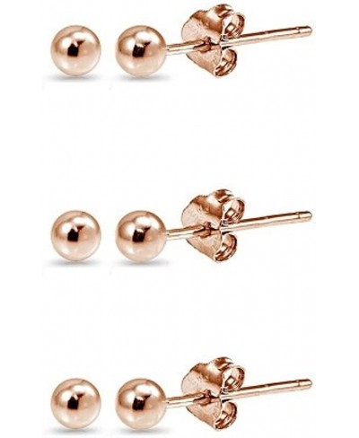 3 Pairs Sterling Silver 2mm Polished Ball Bead Tiny Stud Earrings $15.84 Stud