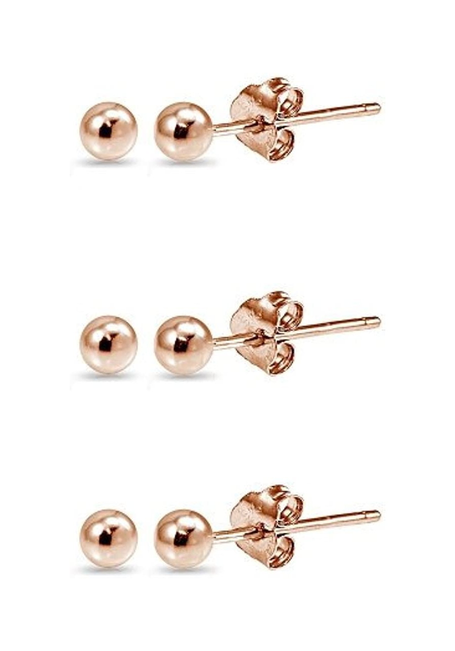 3 Pairs Sterling Silver 2mm Polished Ball Bead Tiny Stud Earrings $15.84 Stud