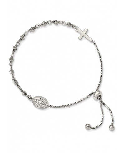 Solid Sterling Silver Miraculous Medal Adjustable Bracelet $33.66 Link