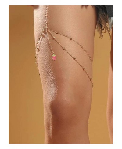 Thigh Chain Jewelry for Women Gold Cute Strawberry Mushroom Butterfly Leg Chain Elastic Thigh Chain Body Chains for Women Sex...