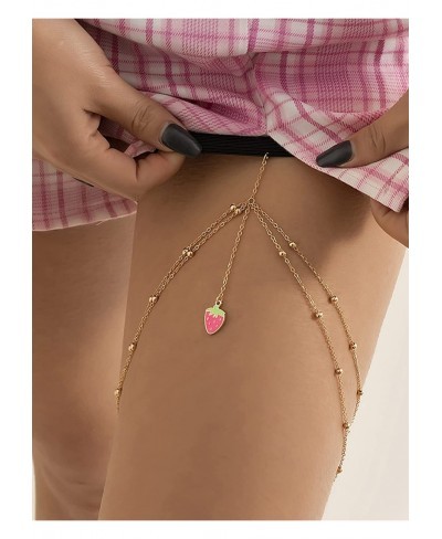 Thigh Chain Jewelry for Women Gold Cute Strawberry Mushroom Butterfly Leg Chain Elastic Thigh Chain Body Chains for Women Sex...