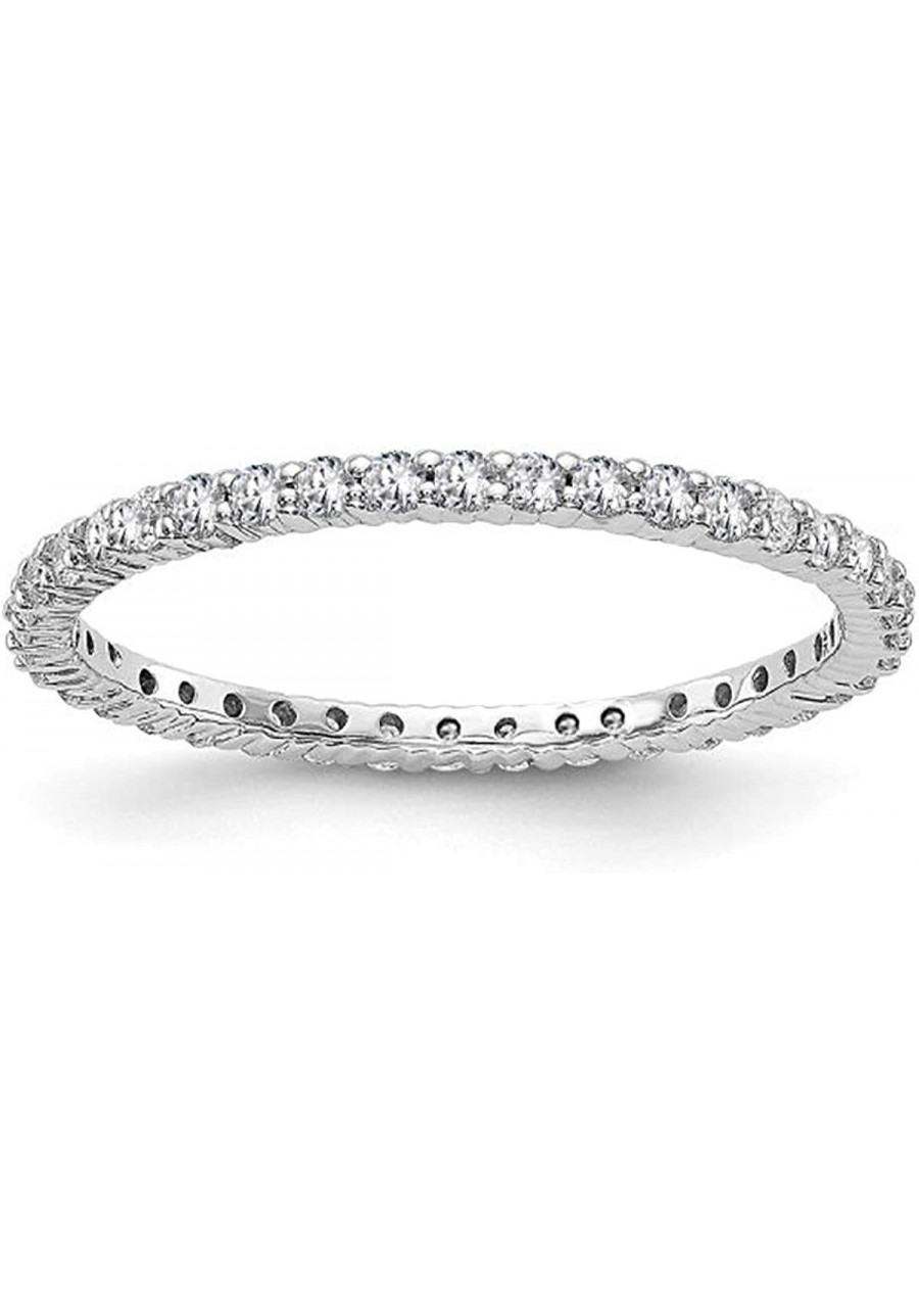 2MM Sterling Silver 925 Round Cut Cubic Zirconia Stackable Eternity Bands $12.17 Eternity Rings