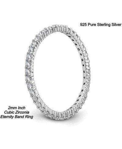 2MM Sterling Silver 925 Round Cut Cubic Zirconia Stackable Eternity Bands $12.17 Eternity Rings