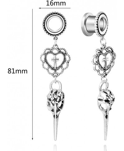 6mm-25mm(2G-1") Silver Floral Bird Head Dangle Hangers Ear Tunnels Gauges Plugs Screw Extender Stretchers Hypoallergenic 316 ...