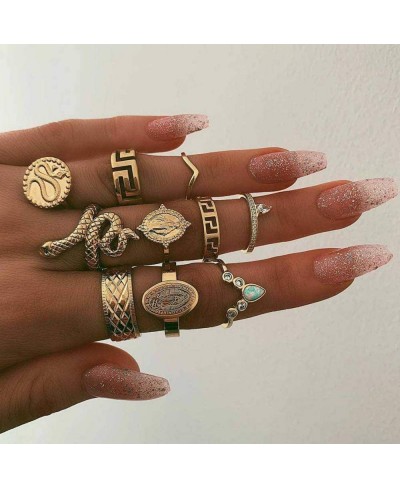 Boho Snake Knuckle Ring Set for Women Teen Girls Rhinestone Stackable Rings Sets Bohemian Vintage Midi Finger Rings Set Jewel...