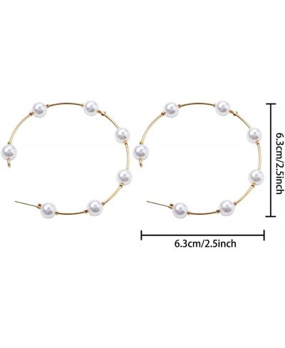 Bridal Pearl Hoop Earrings Vintage Large Round Loop Earrings Wedding Prom Party Festival Jewelry for Women and Girls $8.85 Hoop