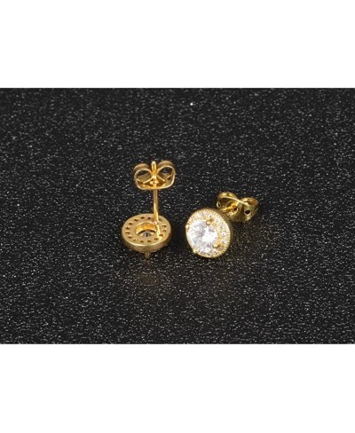 18K Gold Plated Cubic Zirconia Stud Earrings 8mm Round Cut Rhinestone Hypoallergenic Earrings for Women & Girls $16.96 Stud