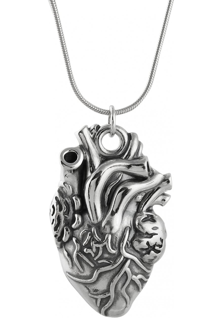 Sterling Silver Anatomical Heart Pendant Necklace 18" Snake Chain $46.31 Pendant Necklaces