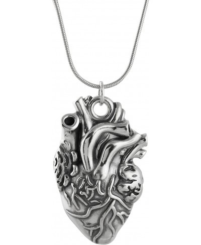 Sterling Silver Anatomical Heart Pendant Necklace 18" Snake Chain $46.31 Pendant Necklaces