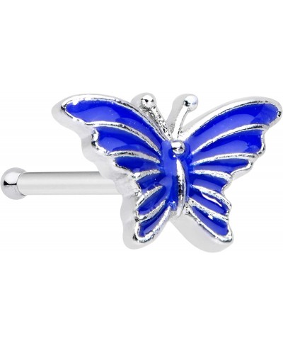Womens 20G Steel Nose Ring Blue Butterfly Nose Stud Nose Bone Body Piercing Jewelry 1/4 $13.08 Piercing Jewelry