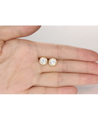 18K Gold Plated Cubic Zirconia Stud Earrings 8mm Round Cut Rhinestone Hypoallergenic Earrings for Women & Girls $16.96 Stud