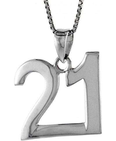 Sterling Silver Number 21 Necklace for Jersey Numbers & Recovery High Polish 3/4 inch 2mm Curb Chain $26.74 Pendants & Coins