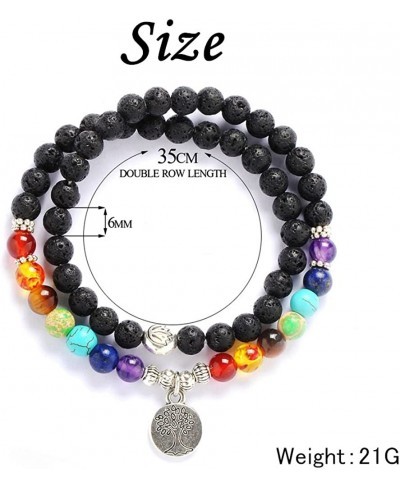 7 Chakra Lava Rock Mala Beads Bracelet Tree of Life Essential Oil Diffuser Healing Energy Bracelet $6.81 Strand