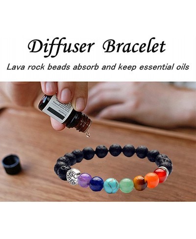 7 Chakra Lava Rock Mala Beads Bracelet Tree of Life Essential Oil Diffuser Healing Energy Bracelet $6.81 Strand