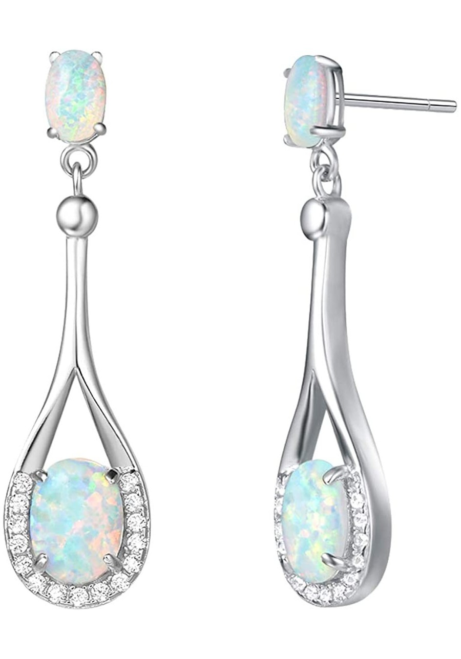 Birthstone Jewelry Sterling Silver Opal Necklaces Earrings Emerald Sapphire Pendant Danity Fine Jewelry for Women Girls $29.0...