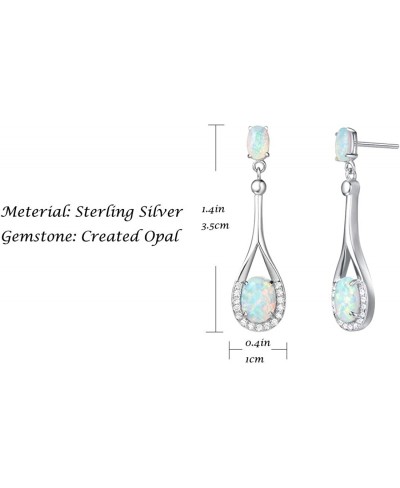 Birthstone Jewelry Sterling Silver Opal Necklaces Earrings Emerald Sapphire Pendant Danity Fine Jewelry for Women Girls $29.0...