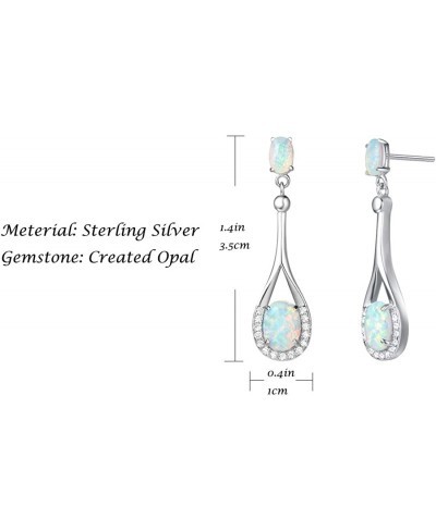 Birthstone Jewelry Sterling Silver Opal Necklaces Earrings Emerald Sapphire Pendant Danity Fine Jewelry for Women Girls $29.0...