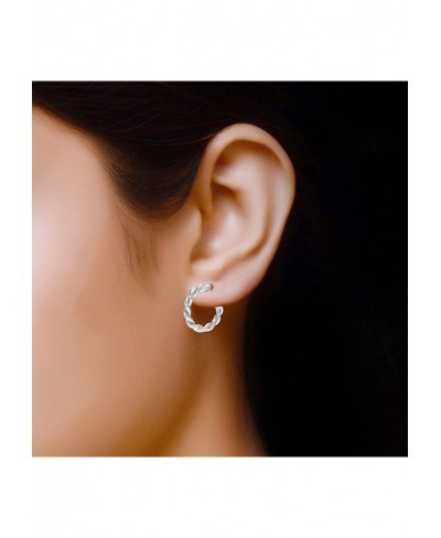 Sterling Silver Italian Twisted Round Small Hoop Earrings for Women $20.33 Hoop