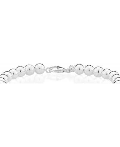 925 Sterling Silver Italian Handmade 6mm Bead Ball Strand Chain Bracelet for Women Made in Italy $24.90 Strand