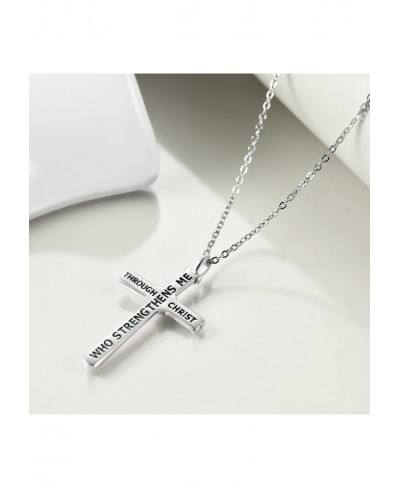 Cross Necklace for Men Women 925 Sterling Silver Celtic Cross Necklace Strength Bible Verse I Can Do All Things Pendant Jewel...