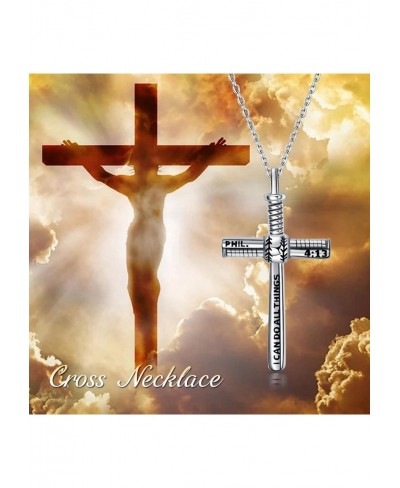 Cross Necklace for Men Women 925 Sterling Silver Celtic Cross Necklace Strength Bible Verse I Can Do All Things Pendant Jewel...