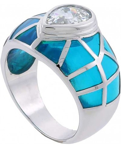 Sterling Silver Assorted Colors Resin Ring with Pear Cut Cubic Zirconia Stones Sizes 6 to 10 $28.90 Bands