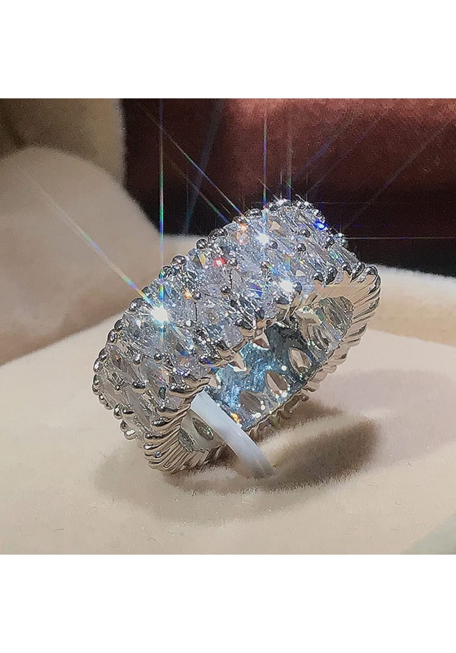 925 Sterling Silver 9mm Full Shiny Perfect Pear Cut Double Row Teardrop Cubic Zirconia Crystal Diamond Wedding Ring Band for ...