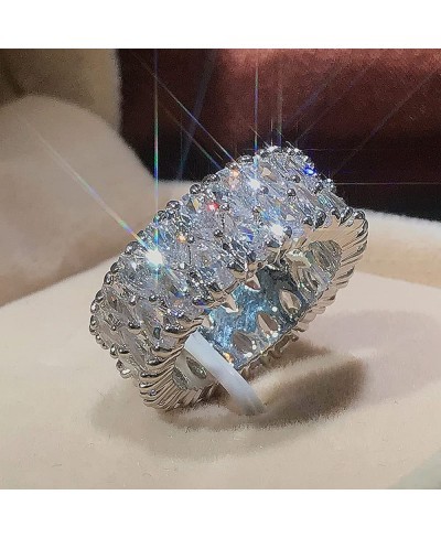 925 Sterling Silver 9mm Full Shiny Perfect Pear Cut Double Row Teardrop Cubic Zirconia Crystal Diamond Wedding Ring Band for ...