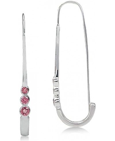 3 Stone White Gold Plated 925 Sterling Silver J Hoop Earrings $50.51 Hoop