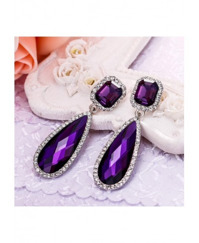 Women's Wedding Bridal Crystal Asscher Cut Elongated Faceted Teardrop Infinity Figure 8 Dangle Earrings $22.44 Drop & Dangle