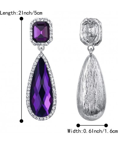 Women's Wedding Bridal Crystal Asscher Cut Elongated Faceted Teardrop Infinity Figure 8 Dangle Earrings $22.44 Drop & Dangle