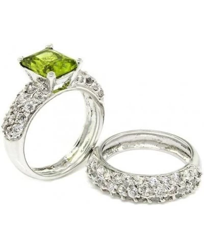 Classic 2-piece Wedding Set w/White & Peridot CZs pavé $22.99 Bridal Sets