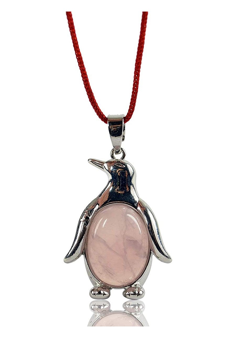 Natural Rose Quartz Penguin Shape Pendant $13.13 Pendants & Coins