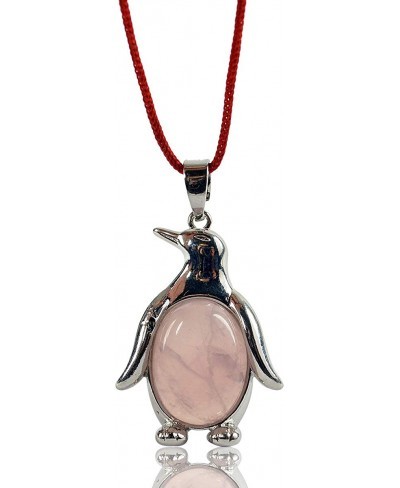 Natural Rose Quartz Penguin Shape Pendant $13.13 Pendants & Coins