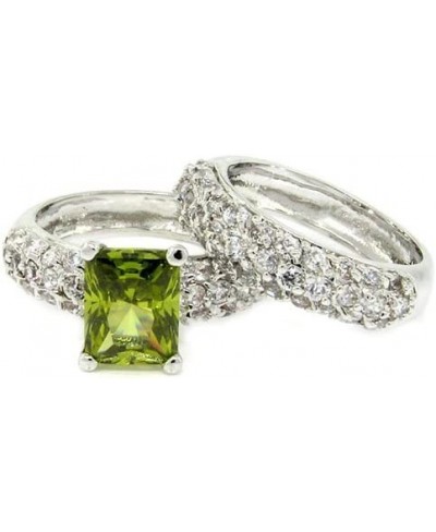 Classic 2-piece Wedding Set w/White & Peridot CZs pavé $22.99 Bridal Sets