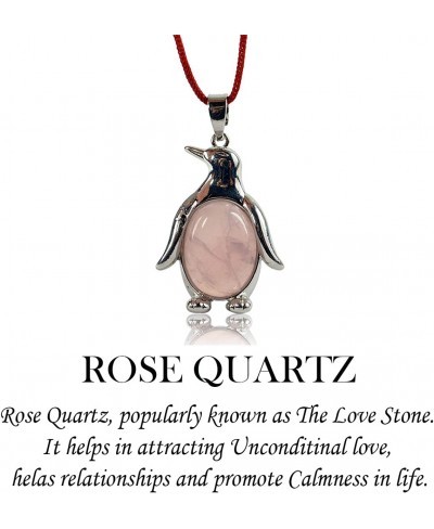 Natural Rose Quartz Penguin Shape Pendant $13.13 Pendants & Coins