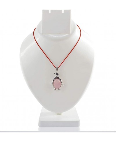 Natural Rose Quartz Penguin Shape Pendant $13.13 Pendants & Coins