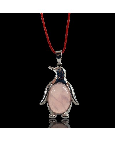 Natural Rose Quartz Penguin Shape Pendant $13.13 Pendants & Coins