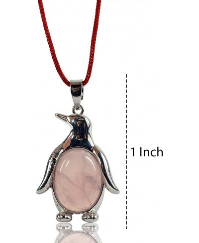 Natural Rose Quartz Penguin Shape Pendant $13.13 Pendants & Coins