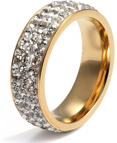 Women Stainless Steel Eternity Ring CZ Cubic Zirconia Circle Round Gold Plated 7mm Width $9.75 Bands