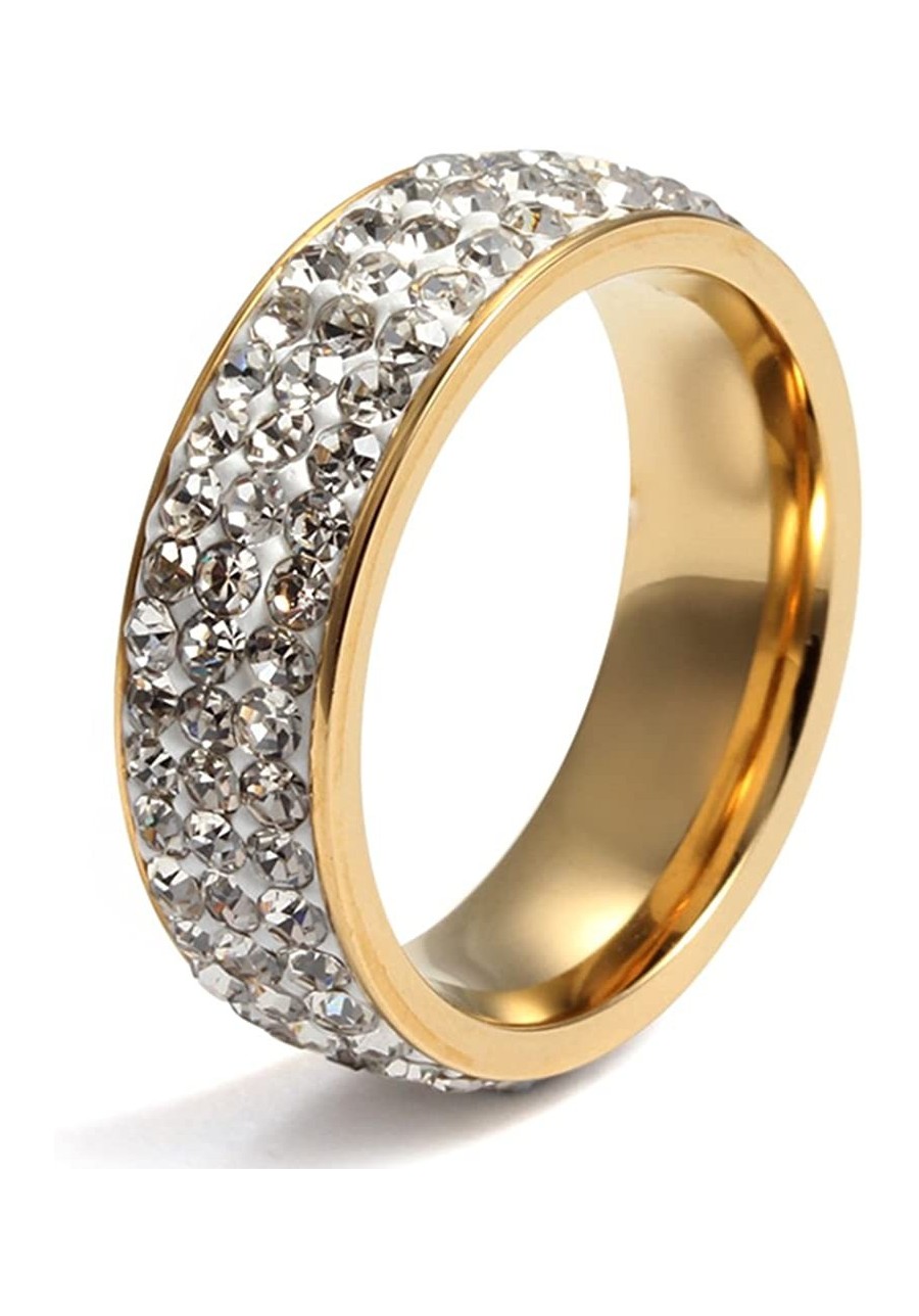 Women Stainless Steel Eternity Ring CZ Cubic Zirconia Circle Round Gold Plated 7mm Width $9.75 Bands