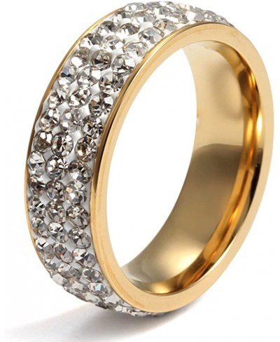 Women Stainless Steel Eternity Ring CZ Cubic Zirconia Circle Round Gold Plated 7mm Width $9.75 Bands