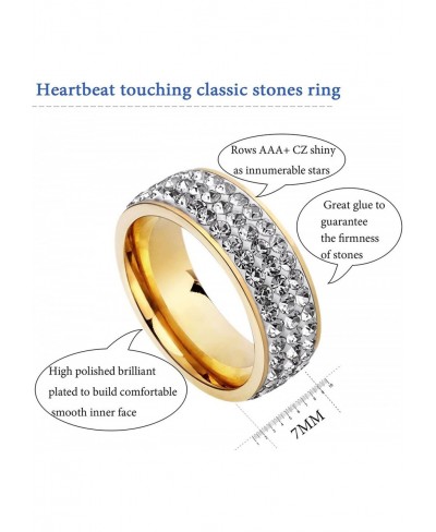 Women Stainless Steel Eternity Ring CZ Cubic Zirconia Circle Round Gold Plated 7mm Width $9.75 Bands