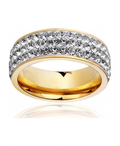 Women Stainless Steel Eternity Ring CZ Cubic Zirconia Circle Round Gold Plated 7mm Width $9.75 Bands