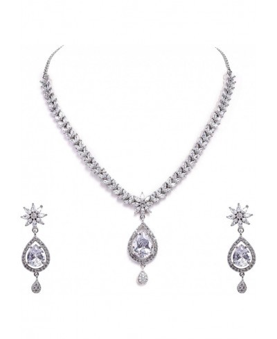 Women's Gold Tone Cubic Zirconia Pendant Necklace Earrings Set for Brides and Weddings RV2916 $24.07 Jewelry Sets